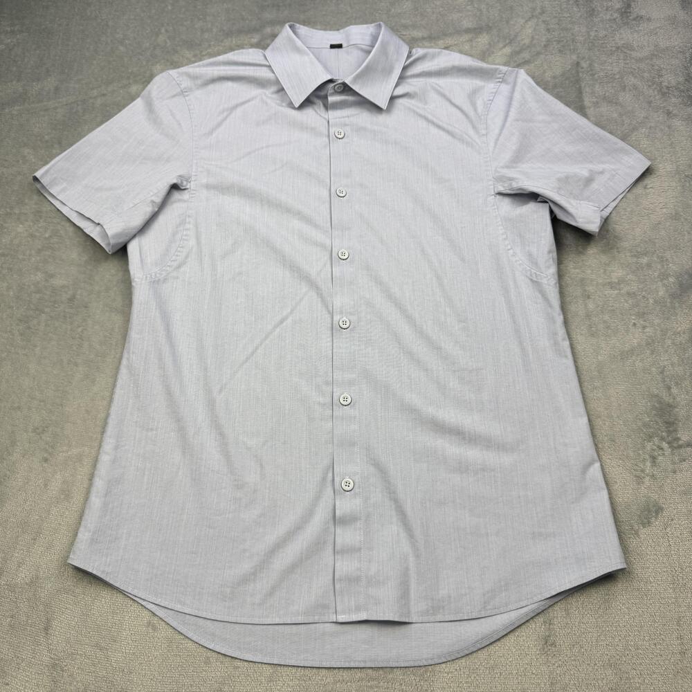 Lululemon Shirt Mens Medium Blue Short Sleeve Button Up Casual Performance